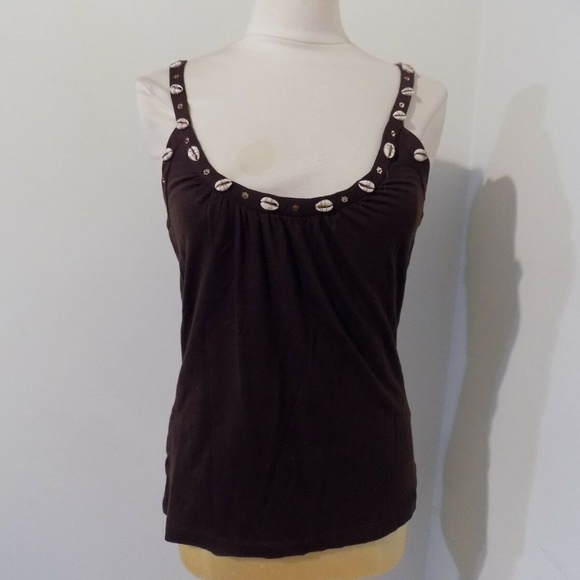 Anthropologie Tops - 4/$24 Sale Trina Turk Brown Tank Top w/Shell Trim, Medium